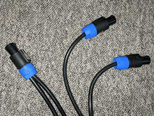 Speakon Y-Cable 10m Male Amp to 2x Male Speaker, Neutrik NL4FC Connectors