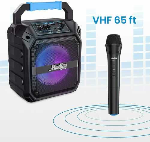 Moukey Karaoke Machine, 6.5 Portable Microphone with Lights, Bluetooth Mic Syst