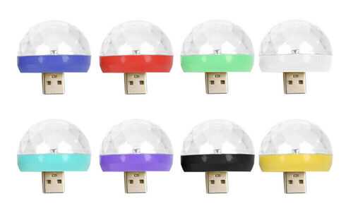 Mini USB Colorful LED Disco Light Crystal Magic Ball Stage DJ Lamp (USB)