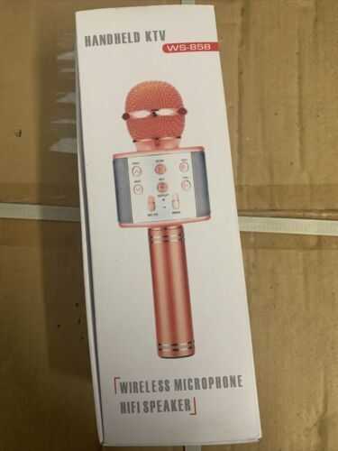 Handheld KTV Wireless Microphone HiFi Speaker WS858 – Rose Gold – FREE POSTAGE
