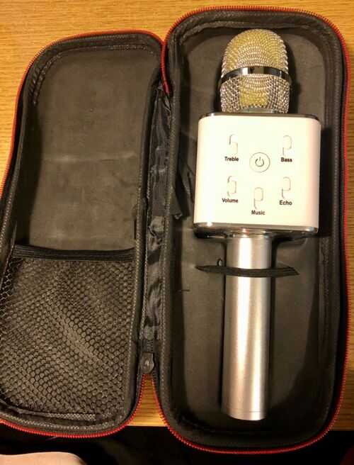 Silver Microphone Speaker Karaoke, Sing Along IN BOX